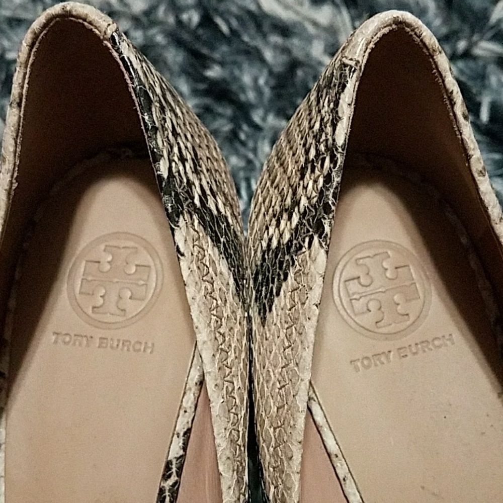 Tory Burch Snakeskin Ballet Flats - Gold and Tan - Picture 6 of 8